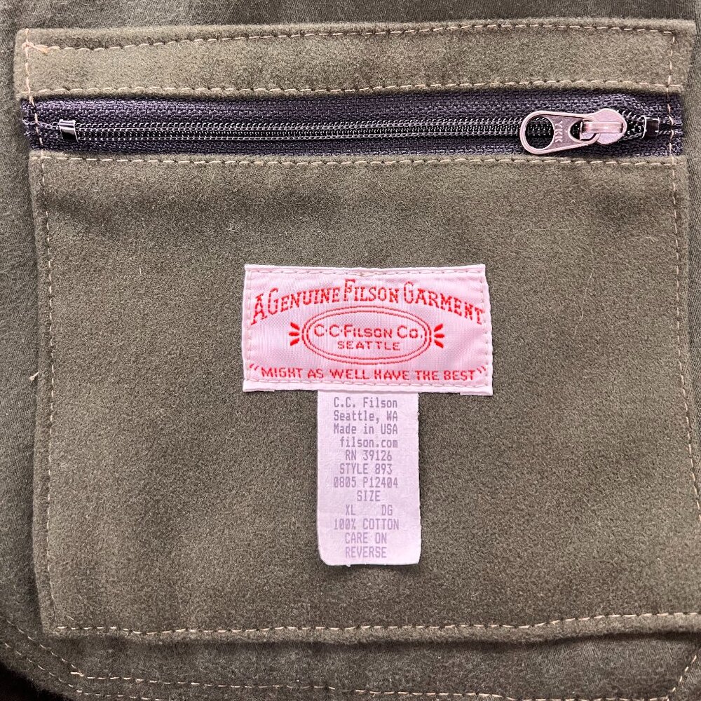 Filson Style 893 Moleskin Bomber, Green, XL, Made in USA - Picture 8 of 13